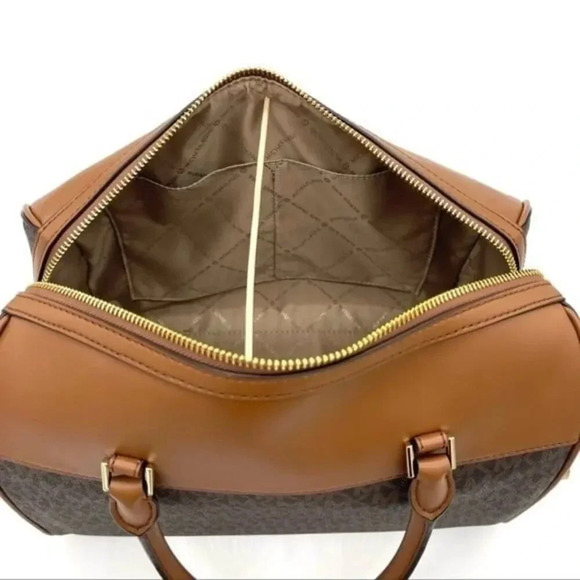 Michael Kors Medium Duffle Satchel Crossbody Bag & Trifold Wallet Brown - Picture 6 of 11